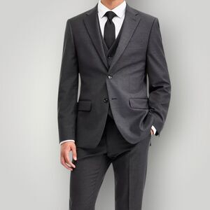 $460 CALVIN KLEIN Slim Mens Blazer Sport Coat 2-Button Suit Jacket 42L Wool Gray